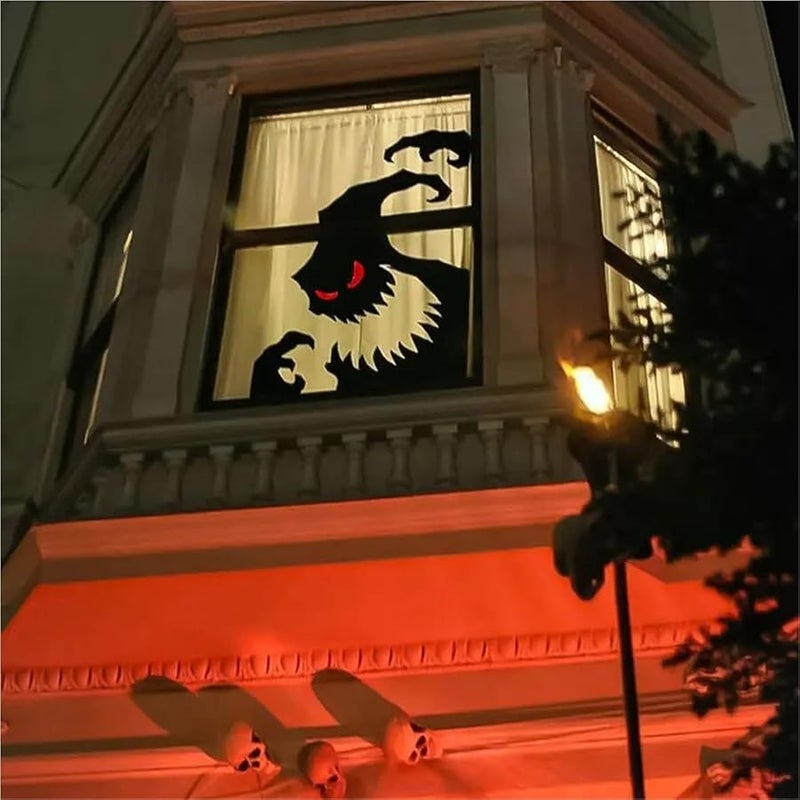 Halloween Window Clings 5pcs Skeleton Hand Pumpkin Ghost Door Glass Stickers - Image 3